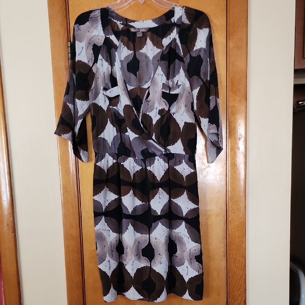 Charlie Jade Silk Black and Brown Patterned Dress